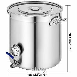 137.5Qt Stainless Steel Stock Pot Steamer Vevor 130L Thermometer
