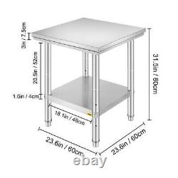 24x24 Stainless Steel Kitchen Work Prep Table Bench Commercial Restaurant