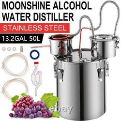 3 Pots 13.2Gal Stainless Steel Water Alcohol Distiller Home Brewing Kit+Pump