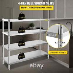 60'' W Stainless Steel Height -Adjustable Shelving Unit