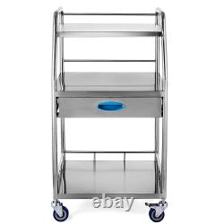 Medical Cart Hospital Stainless Steel Three Layers Serving Dental Lab Trolley GT