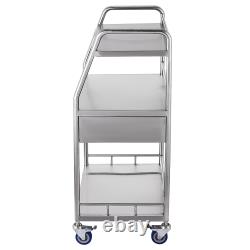 Medical Cart Hospital Stainless Steel Three Layers Serving Dental Lab Trolley GT