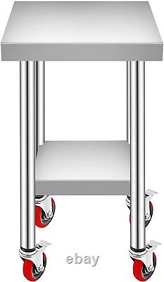 Mophorn 24X18X34 Inch Stainless Steel Work Table 3-Stage Adjustable Shelf With