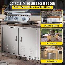 Mophorn Outdoor Kitchen Doors, 30W x 21H Inch, 304 Stainless Steel Double Door
