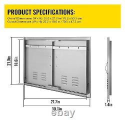 Mophorn Outdoor Kitchen Doors, 30W x 21H Inch, 304 Stainless Steel Double Door