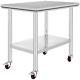 Stainless Steel Kitchen Prep & Work Table 4 Casters (wheels) 36 In. X 24 In