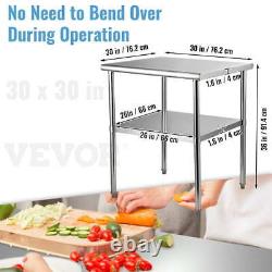 Stainless Steel Work Table 30x36in Commercial Kitchen Equipment Food Prep Table