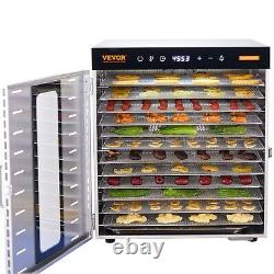 VEVOR 10 Trays Food Dehydrator Machine Stainless Steel 1000W Jerky Fruit Drying