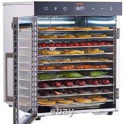 VEVOR 10 Trays Food Dehydrator Machine Stainless Steel 800W Jerky Fruit Drying