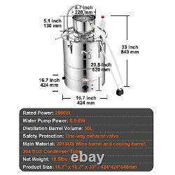 VEVOR 13Gal Water Alcohol Distiller Electric Heating Alcohol Still Home Brew