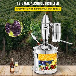 VEVOR 18.5G 70L Alcohol Distiller Water Alcohol Still Boiler Wine Brewing Kit