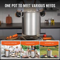 VEVOR 18/8 Stainless Steel Stock Pot 42 Qt Large Cooking Sauce Pot with Lid