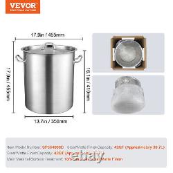 VEVOR 18/8 Stainless Steel Stock Pot 42 Qt Large Cooking Sauce Pot with Lid