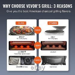 VEVOR 18 Ceramic Barbecue Grill Smoker Portable Round Outdoor Grill for Patio