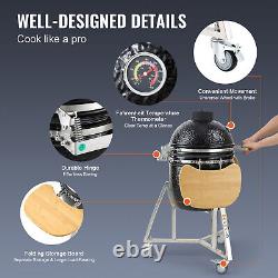 VEVOR 18 Ceramic Barbecue Grill Smoker Portable Round Outdoor Grill for Patio