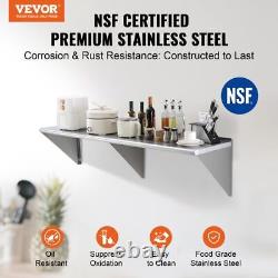 VEVOR 18 x 72 Stainless Steel Shelf, Wall Mounted Floating Shelving with