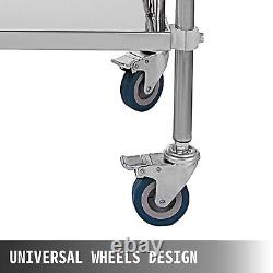 VEVOR 2 Drawer Medical Trolley Stainless Steel Mobile Rolling Cart Dental Salon