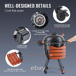 VEVOR 24 Ceramic Barbecue Grill Smoker Portable Round Outdoor Grill for Patio