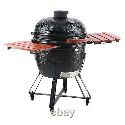 VEVOR 24 Ceramic Barbecue Grill Smoker Portable Round Outdoor Grill for Patio