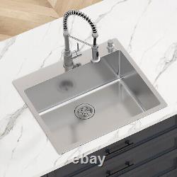 VEVOR 25 Drop In Kitchen Sink Single Bowl Stainless Steel Top Mount Kitchen Bar