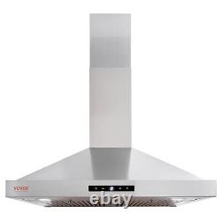 VEVOR 30 Ducted Kitchen Wall Mount Range Hood Stainless Steel 3 Speed LED Vent