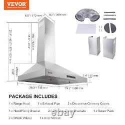 VEVOR 30 Ducted Kitchen Wall Mount Range Hood Stainless Steel 3 Speed LED Vent