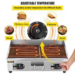 VEVOR 30 Electric Countertop Griddle Flat BBQ Grill Stainless Steel 3000W