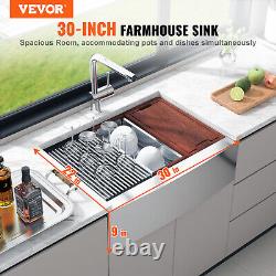 VEVOR 30 Farmhouse Apron Single Bowl Kitchen Sink 304 Stainless Steel