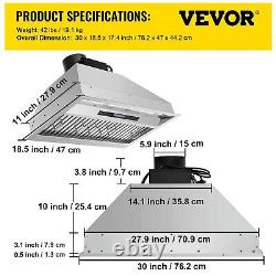 VEVOR 30 Stainless Steel Insert Range Hood, 900 CFM, 4-Speed, LED, Touch Screen