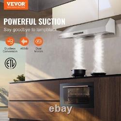 VEVOR 30 Under Cabinet Range Hood Ductless Kitchen Vent Stainless Steel LED