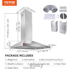 VEVOR 30 Wall Mount Range Hood Ductless Kitchen Vent Stainless Steel 3 Speed
