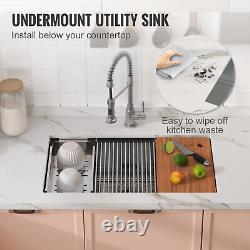 VEVOR 32 Workstation Undermount Kitchen Sink Single Bowl 304 Stainless Steel