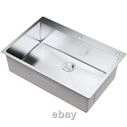 VEVOR 33 Drop-in Single Bowl Kitchen Sink Top Mount 304 Stainless Steel