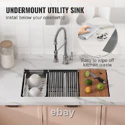 VEVOR 33 Undermount Kitchen Sink Double Bowl 304 Stainless Steel with Accessories
