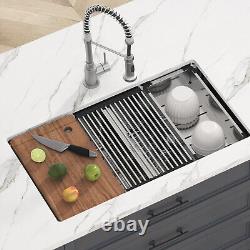 VEVOR 33 Undermount Kitchen Sink Double Bowl 304 Stainless Steel with Accessories