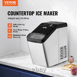 VEVOR 33Lb/24H Portable Countertop Ice Maker Ice Cube Machine Stainless Steel