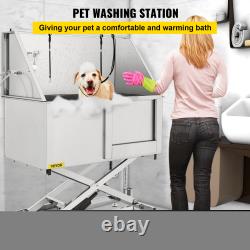 VEVOR 34-62'' Pet Dog Grooming Bath Tub Dog Cat Wash Shower Kit Stainless Steel