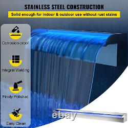 VEVOR 35.4 Pool Fountain Waterfall Spillway Stainless Steel 18 Color LED Pond