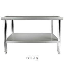 VEVOR 48x24 Stainless Steel Outdoor Food Prep Table with Dual Adjustable Shelves