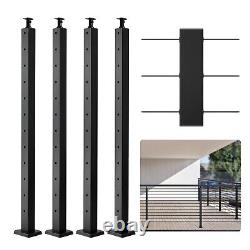 VEVOR 4pcs Cable Railing Post 42x2x2 Level Drilled Post Stainless Steel Black