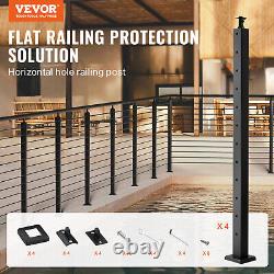 VEVOR 4pcs Cable Railing Post 42x2x2 Level Drilled Post Stainless Steel Black