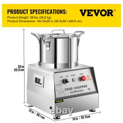 VEVOR 5-15L Commercial Food Processor Electric Food Chopper Grinder 550-1400W