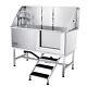 Vevor 62 Dog Cat Pet Grooming Bath Tub Stainless Steel Wash Station With Stairs