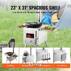 VEVOR 86 in Portable Wood Stove Camping Tent Stove with Pipe Stainless Steel