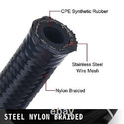 VEVOR 8AN Fuel Line, 20 Pcs 8AN Fuel Hose Kit, 32.8Ft BK Nylon Stainless Steel B