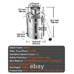 VEVOR Alcohol Distiller 9Gal Electric Heating Alcohol Water Still Whiskey Home