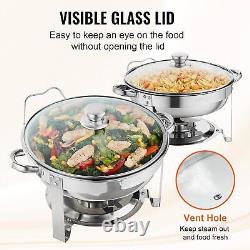 VEVOR Chafing Dish Buffet Set, 4 Qt 2 Pack, Stainless Steel Chafer with 2 Full Lid