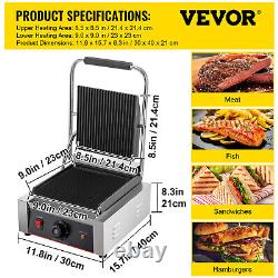 VEVOR Commercial Sandwich Press Grill Panini Maker 1800W Stainless Steel