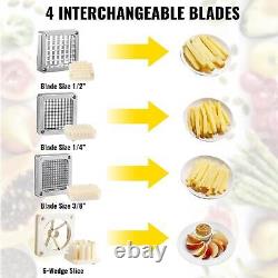 VEVOR Commercial Vegetable Chopper with 4 Replacement Blades, Stainless Steel Fry
