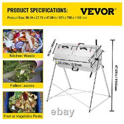 VEVOR Compost Tumbler 270L Dual-chamber Composter Rotating Outdoor Compost Bin